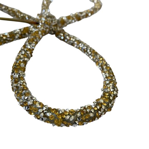 Midwinter Modern Gold/Silver Rhinestone Bow Tree Topper Christmas 2024 Viral - Picture 3 of 13